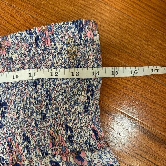 NWT Alicia Bell Blue Pink Boho Floral Cotton Silk Maxi Skirt Large - Picture 12 of 14